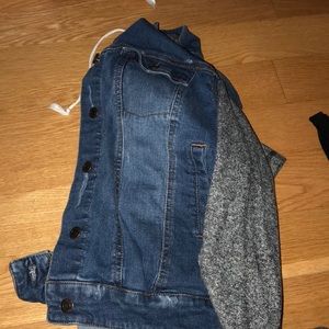 Hooded long sleeve button up Jean jacket